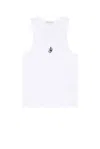 Jw Anderson White Sleeveless Top With Logo Embroidery On The Front In White