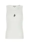 Jw Anderson White Sleeveless Top With Logo Embroidery On The Front