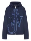 Jw Anderson J. W. Anderson Zip-up Hoodie With Contrasting Anchor Logo In Blue