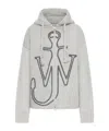 Jw Anderson J. W. Anderson Hooded Grey Wool Sweater With Anchor Embroidery In Gray