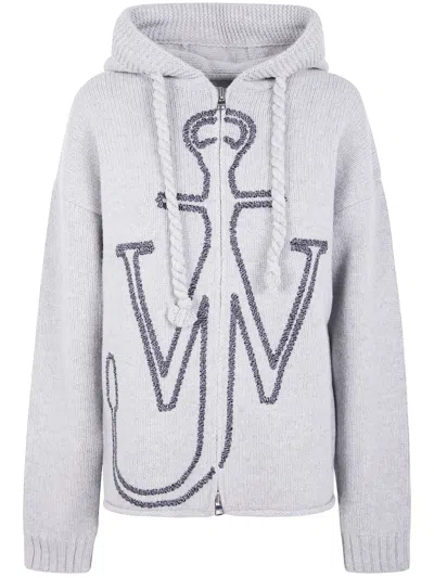 JW ANDERSON JW ANDERSON ANCHOR EMBROIDERY ZIPPED HOODIE