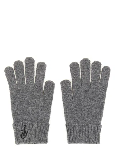 Jw Anderson Gray Anchor Logo Gloves In Grey