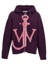 Jw Anderson Anchor-logo Zip Hoodie In Plum