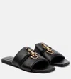 Jw Anderson J. W.anderson Solid Color Faux Leather Sandals With Golden Detail In Black