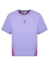 Jw Anderson Panelled Cropped T-shirt With Anchor Embroidery In Purple