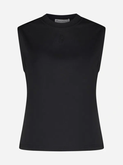 Jw Anderson Logo-embroidered Tank Top In Black