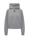 Jw Anderson Anchor Embroidered Hooded Sweatshirt In Grey Melange