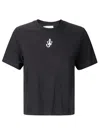Jw Anderson Anchor Embroidered Cropped T-shirt In Black