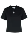 Jw Anderson Anchor Embroidered Cropped T-shirt In Black