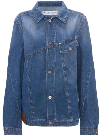 JW ANDERSON ANCHOR-LOGO DECONSTRUCTED DENIM JACKET