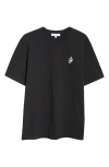 Jw Anderson Black Crewneck T-shirt With Anchor Embroidery On The Front In Cotton Man In Black
