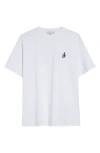 Jw Anderson Men White Crewneck T-shirt With Logo Embroidery On The Front In Cotton Man In White