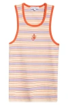 Jw Anderson Multicolor Contrast Trim Striped Tank Top In Pink/multi
