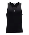 Jw Anderson Black Sleeveless Top With Logo Embroidery On The Front In Black
