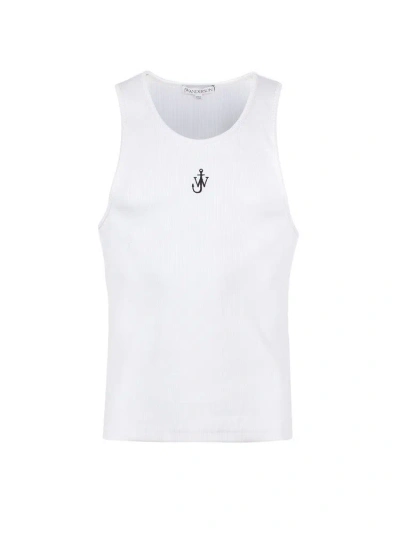 Jw Anderson Anchor Logo Embroidered Tank Top In White