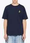 Jw Anderson Blue Crewneck T-shirt With Logo Embroidery On The Front In Blue