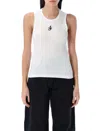 Jw Anderson Crew Neck Ribbed Sleeveless Top Straight Hem In White