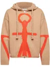 Jw Anderson Wool Sweatshirt With Drawstring Hood In Neutrals