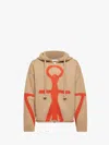 Jw Anderson Wool Sweatshirt With Drawstring Hood In Neutrals