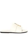 Jw Anderson Anchor-logo Leather Slides In Neutrals