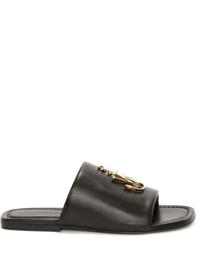 Jw Anderson Anchor Logo Slide Shoes In 001 Black