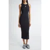 Jw Anderson Anchor Logo Twist Strap Rib Tank Dress In Black