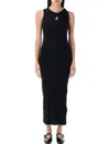 Jw Anderson Anchor Logo Twist Strap Rib Tank Dress In Black