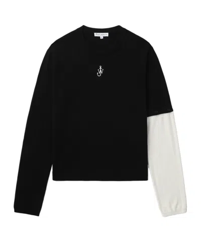 Jw Anderson Anchor-logo Two-tone Jumper In Black