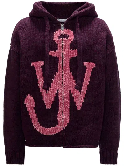 JW ANDERSON ANCHOR-LOGO ZIP HOODIE