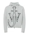 Jw Anderson Mens Light Grey Melange Anchor Zip-up Knitted Wool Hoody Xl In White