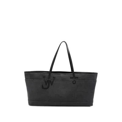 Jw Anderson Anchor Logo-appliqué Tote Bag In Black