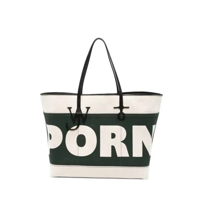 Jw Anderson Anchor Logo-plaque Tote Bag In Neutrals/green