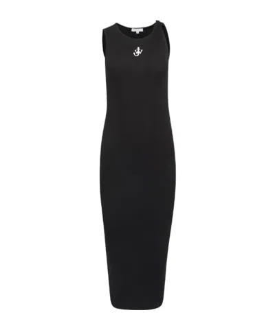 JW ANDERSON JW ANDERSON LOGO-EMBROIDERED TWISTED STRAP MAXI DRESS