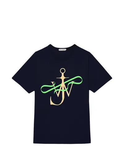 Jw Anderson Graphic Print Crew Neck Short Sleeve Top In Black