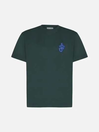 Jw Anderson Logo-patch Cotton T-shirt In Green