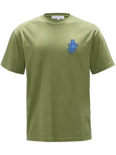 Jw Anderson Anchor Patch Logo Tee In Green