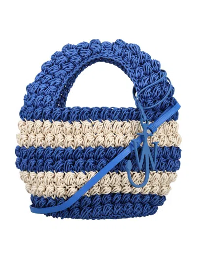 Jw Anderson Anchor Charm Woven Handbag In Gnawed Blue