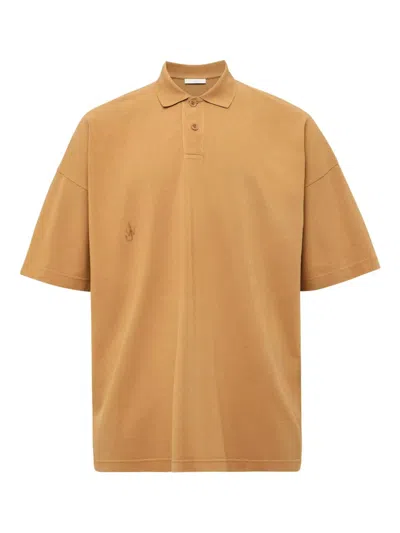 Jw Anderson Anchor-print Polo Shirt In Brown