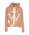 Jw Anderson Logo Wool Knit Zip-up Hoodie In Nude