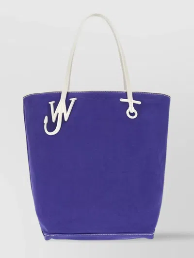 Jw Anderson Anchor Shopping Bag In Canvas In Purple