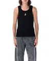 Jw Anderson Black Sleeveless Top With Logo Embroidery On The Front In Black