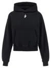 Jw Anderson Cropped Black Hoodie With Subtle Branding And Relaxed Fit In Black