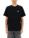 Jw Anderson Black Crewneck T-shirt With Anchor Embroidery On The Front In Cotton Man