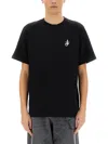 Jw Anderson Black Crewneck T-shirt With Anchor Embroidery On The Front In Cotton Man In Black