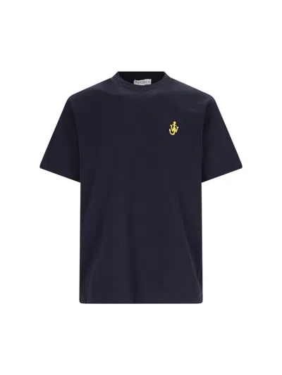 Jw Anderson Anchor Embroidery T-shirt In Blue