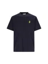 Jw Anderson Blue Crewneck T-shirt With Logo Embroidery On The Front In Darknavy