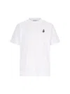 Jw Anderson Men White Crewneck T-shirt With Logo Embroidery On The Front In Cotton Man In White
