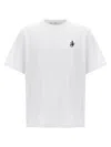 Jw Anderson Men White Crewneck T-shirt With Logo Embroidery On The Front In Cotton Man In White/black