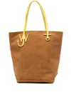 Jw Anderson Anchor Tall Canvas Tote Bag In Brown