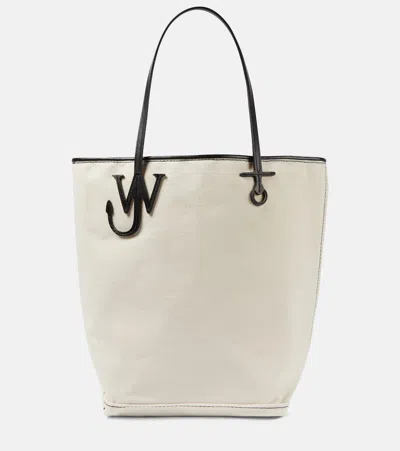 Jw Anderson Anchor Tall Canvas Tote Bag In White